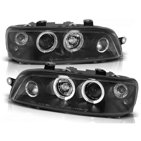 Lampy przód Fiat Punto II clear Angel Eyes BLACK soczewka ringi LPFI02