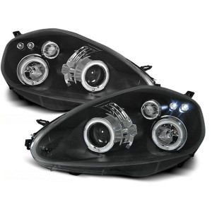 Lampy przód Fiat Grande Punto clear Angel Eyes BLACK soczewka ringi LPFI04