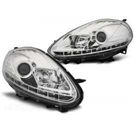 Lampy przód FIAT PUNTO EVO 10.09-12 CHROM DRL LED diodowe dzienne LPFI27