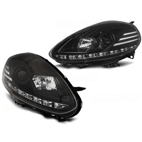 lampy przód FIAT PUNTO EVO 10.09-12 BLACK DRL LED diodowe dzienne LPFI28