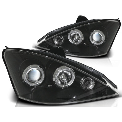 Lampy przód Ford Focus I 98-01 Angel Eyes BLACK soczewki ringi LPFO10