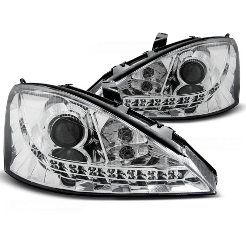 Lampy przód Ford Focus I 98-01 CHROM LED LPFO43