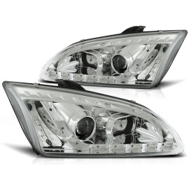 Lampy przód Ford Focus II - CHROM LED - diodowe LPFO18