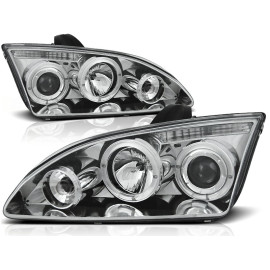 Lampy przód Ford Focus II clear Angel Eyes CHROM soczewki ringi LPFO13