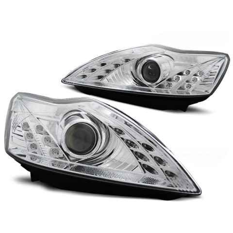 Lampy przód Ford Focus II 08-10 CHROM LED LPFO49