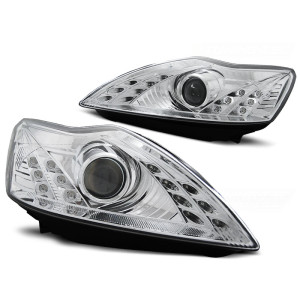 Lampy przód Ford Focus II 08-10 CHROM LED LPFO49