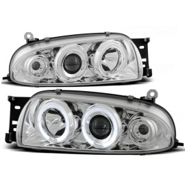 Lampy przód Ford Fiesta 95-99 clear Angel Eyes CHROM soczewka ringi LPFO07