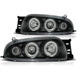 Lampy przód Ford Fiesta 95-99 clear Angel Eyes BLACK soczewka ringi LPFO15