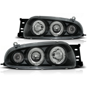 Lampy przód Ford Fiesta 95-99 clear Angel Eyes BLACK soczewka ringi LPFO15