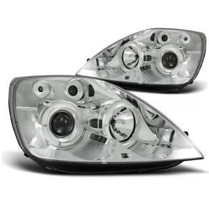 Lampy przód Ford Fiesta 02-05 clear Angel Eyes CHROM soczewka ringi LPFO08