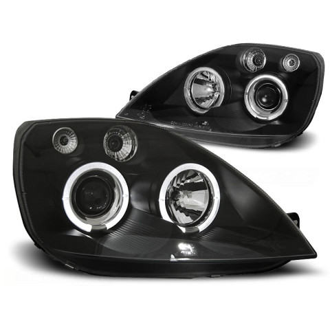 Lampy przód Ford Fiesta 02-05 clear Angel Eyes BLACK soczewka ringi LPFO09