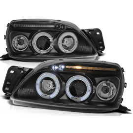 Lampy przód Ford Fiesta 99-02 clear Angel Eyes BLACK soczewka ringi LPFO27