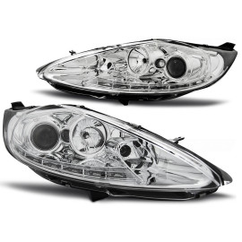 Lampy przód Ford Fiesta MK7 - CHROM LED diodowe LPFO58