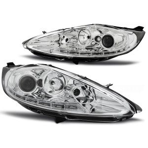 Lampy przód Ford Fiesta MK7 - CHROM LED diodowe LPFO58