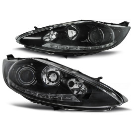 Lampy przód Ford Fiesta MK7 - BLACK LED diodowe LPFO59
