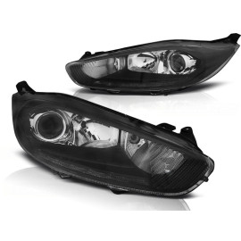 Lampy przód FORD FIESTA MK7 13- LED DRL BLACK Diodowe jazdy dziennej LPFO69
