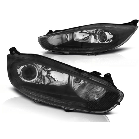Lampy przód FORD FIESTA MK7 13- LED DRL BLACK Diodowe jazdy dziennej LPFO69