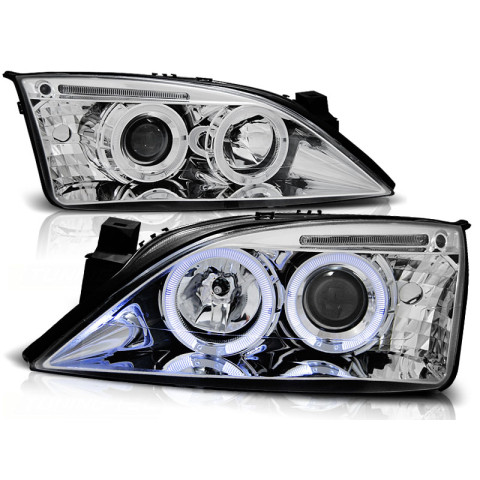 Lampy przód Ford Mondeo III 00-07 Angel Eyes CHROM soczewki ringi LPFO34