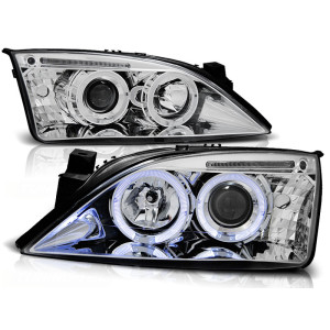 Lampy przód Ford Mondeo III 00-07 Angel Eyes CHROM soczewki ringi LPFO34