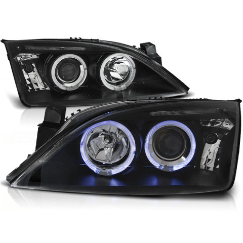 Lampy przód Ford Mondeo II 00-07 Angel Eyes BLACK soczewki ringi LPFO35