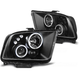 Lampy przód Ford Mustang 05-09 Angel Eyes BLACK soczewkowe ringi LED LPFO31