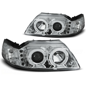 Lampy przód Ford Mustang 99-04 Angel Eyes CHROM soczewkowe ringi LED LPFO32