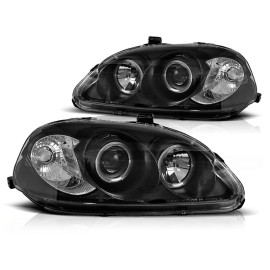 Lampy przód Honda Civic 95-99 clear Angel Eyes BLACK soczewka ringi LPHO05