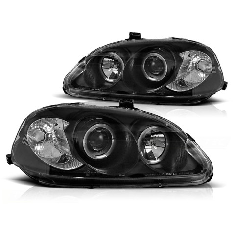 Lampy przód Honda Civic 99-01 Angel Eyes BLACK soczewka ringi LPHO07
