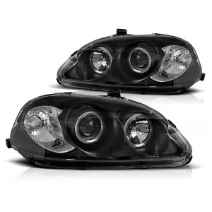 Lampy przód Honda Civic 99-01 Angel Eyes BLACK soczewka ringi LPHO07
