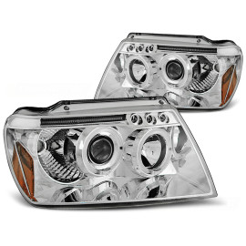 Lampy przód JEEP GRAND CHEROKEE 99-05 CHROM Angel Eyes LPCH03