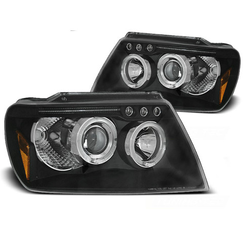 Lampy przód JEEP GRAND CHEROKEE 99-05 BLACK Angel Eyes LPCH04