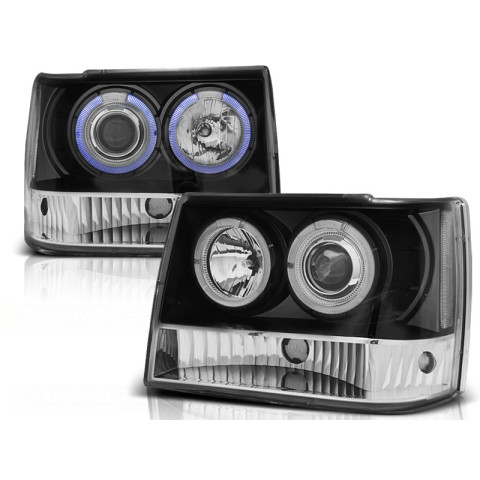 Lampy przód JEEP GRAND CHEROKEE 93-98 BLACK Angel Eyes LPCH12