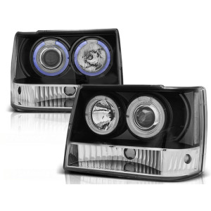 Lampy przód JEEP GRAND CHEROKEE 93-98 BLACK Angel Eyes LPCH12