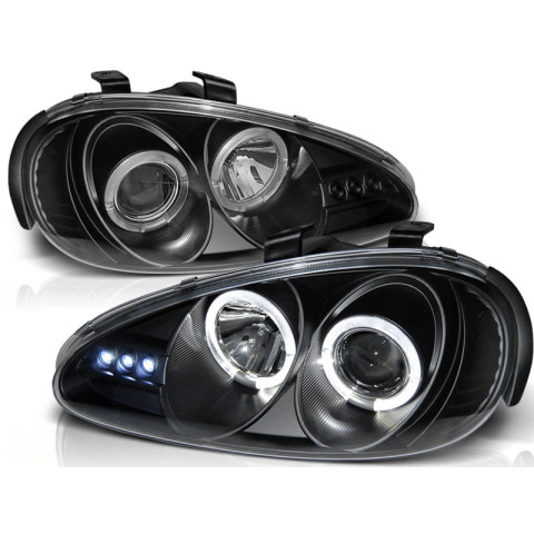 Lampy przód Mazda MX3 91-98 clear Angel Eyes BLACK soczewka ringi LPMA02