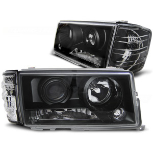 Lampy przód Mercedes W201 190 82-93 BLACK CLEAR soczewkowe LPME46