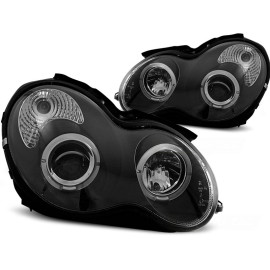 Lampy przód Mercedes C-klasa W203 clear BLACK Angel Eyes soczewka LPME34