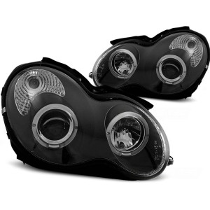 Lampy przód Mercedes C-klasa W203 clear BLACK Angel Eyes soczewka LPME34
