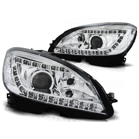 Lampy przód Mercedes C-klasa W204 07-10 Xenon LED CHROM diodowe LPME69