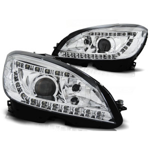 Lampy przód Mercedes C-klasa W204 07-10 Xenon LED CHROM diodowe LPME69