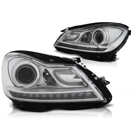 Lampy przód Mercedes C-klasa W204 11-14 CHROM LED diodowe LPME86