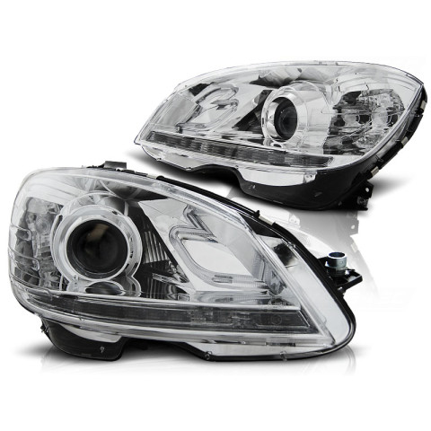 Lampy przód Mercedes C-klasa W204 07-10 CHROM LED diodowe LPME88