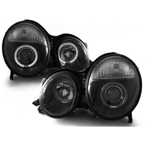 Lampy przód Mercedes E-klasa W210 99-02 BLACK Angel Eyes soczewki LPME32