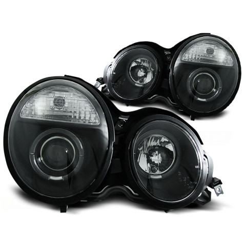 Lampy przód Mercedes E-klasa W210 95-99 BLACK Angel Eyes soczewki LPME30