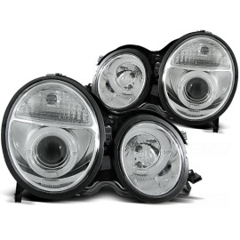 Lampy przód Mercedes E-klasa W210 99-02 CHROM Angel Eyes soczewki LPME31