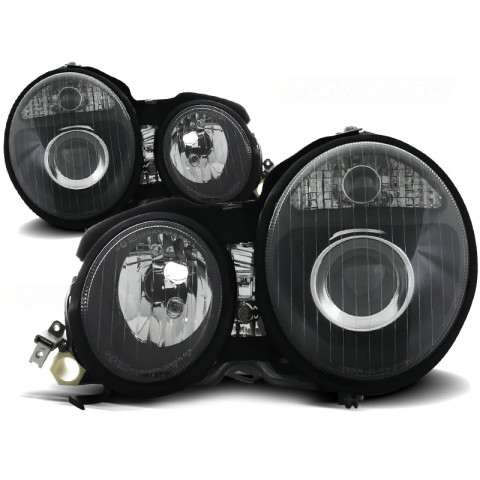 Lampy przód Mercedes E-klasa W210 95-99 clear BLACK soczewki DEPO LPME09