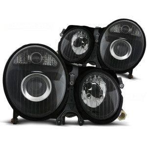 Lampy przód Mercedes E-klasa W210 99-02 clear BLACK soczewki DEPO LPME07