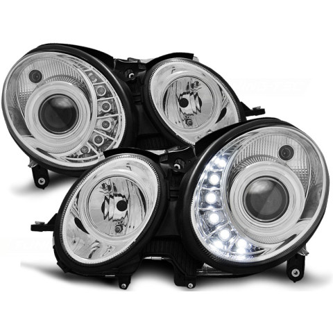 Lampy przód Mercedes E-klasa W211 06-09 CHROM LED - diodowe LPME59