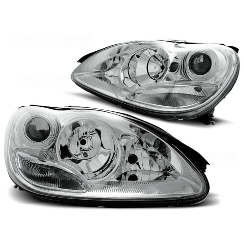 Lampy przód Mercedes S-klasa W220 98-05 CHROM H7 soczewkowe LPME65