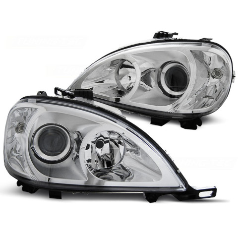 Lampy przód Mercedes ML M-klasa W163 clear CHROM soczewkowe LPME26