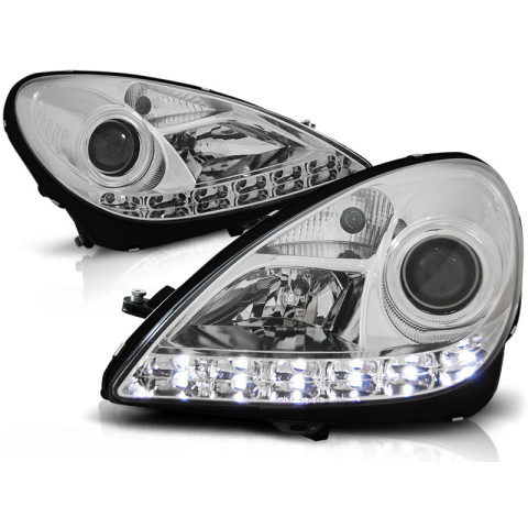 Lampy przód Mercedes SLK 04-11 - diodowe CHROM LED - LPME37